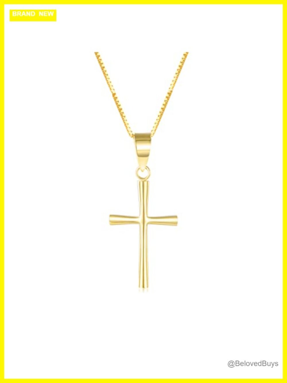 18k Gold Cross Pendant Necklace 18 Inch Box Chain